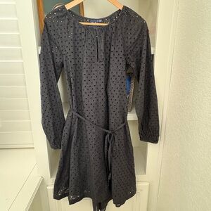 Gap Navy Blue Eyelet Dress Belt Long Sleeve XS
